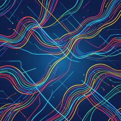 Algorithmic Lines Seamless Pattern &ndash; Data Flow Style