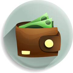 3D illustration of a wallet with cash inside, glossy plastic style, pastel gradient background, clean modern UI icon, soft lighting, smooth textures, high detail