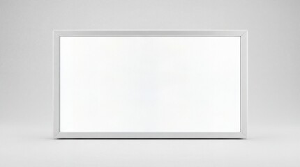 Obraz premium Modern white framed blank screen on gray background for presentations