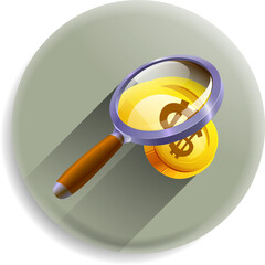 Close-up view of money under a magnifying glass, finance investigation concept