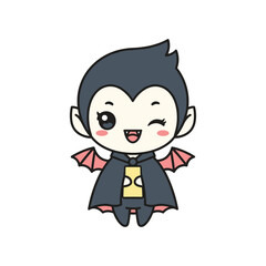 Fototapeta premium Cute Vampire Kid in Bat Costume