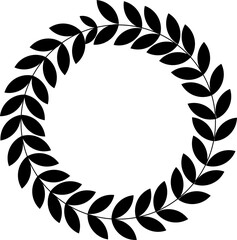 Minimal Black Leaf Wreath Forming Circular Floral Frame