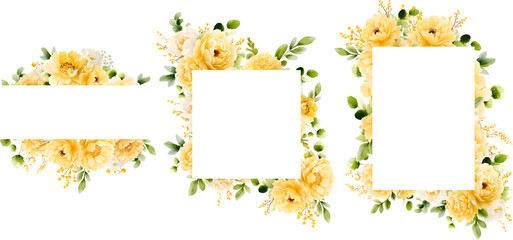 Obraz premium Sunny summer wedding invitation kit, golden yellow floral