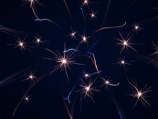 Dazzling Explosions of Light in the Night Sky A Spectacular Fireworks Display Illuminating the Darkness with Brilliant Sparkles and Vibrant Trails