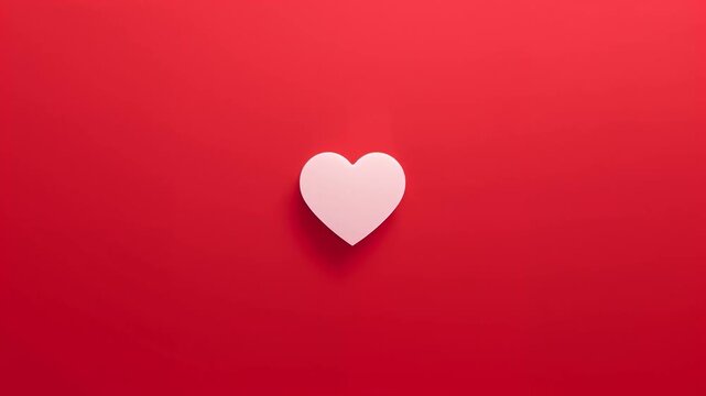 Playing white heart remaining centered and floating on red backdrop, with soft shadow