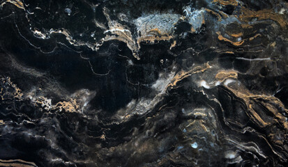 Dark brown marble texture with white natural veins. Polished stone surface showing organic patterns and elegant contrast, perfect for backgrounds, product design, architecture, or luxury interior