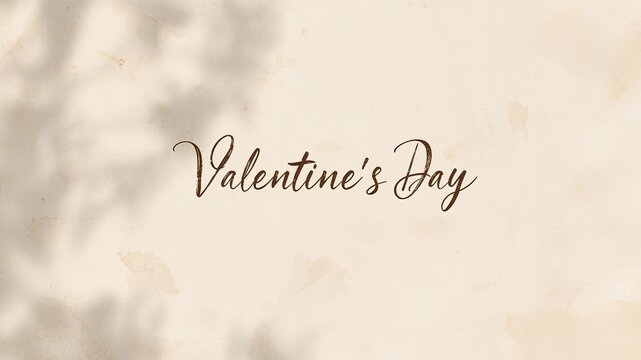 Light shifting causing leaf shadow drifting over paper, creating romantic Valentine's Day script