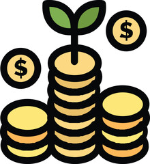 money tree growing from coins