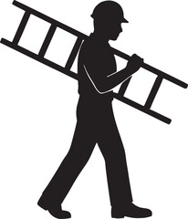 Worker carrying ladder silhouette