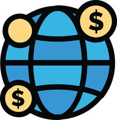 International banking and cross-border transaction illustration, global economy icon, clean modern infographic vector