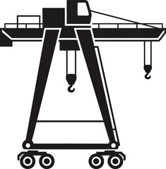 Mobile gantry crane with hooks heavy lifting machinery vector