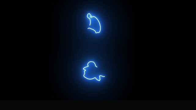Antigua and Barbuda Map Animation: Glowing Blue Neon Silhouette