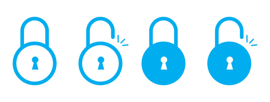 Lock icon. locked and unlocked black outline icon set for app, ui, ux, and website. vector illustration on transparent background.