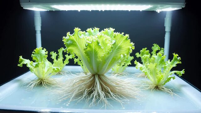 4K 60fps Seamless Lettuce Root Growth in Aeroponics System