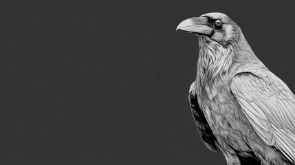 Fototapeta premium Detailed Illustration of a Raven with Minimalistic Background