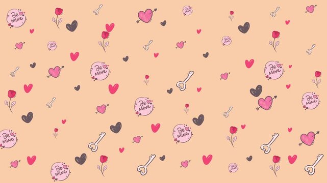 Lovethemed pattern with hearts, flowers, and musical instruments. Ideal for valentines day designs or romantic themed projects.
