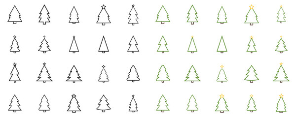 vector illustration of set icons Christmas tree