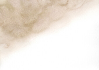 Fototapeta premium Soft beige watercolor wash background with hand-painted bleeding texture and artistic gradient.
