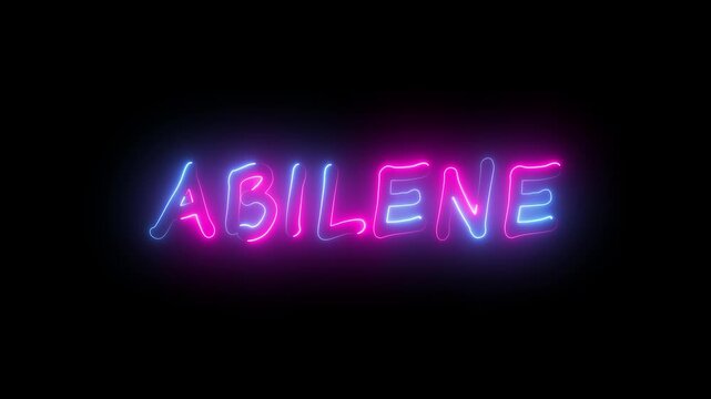 flickering neon abilene text animation. neon sign that flickers and glows with ABILENE