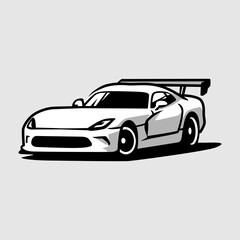 Vintage Supercar vector on white background. use for logo or illustration