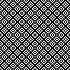 Fototapeta premium Black and white diamond shaped pixelated knitted pattern, vector illustration, eps file.