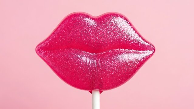 Shiny pink lips lollipop