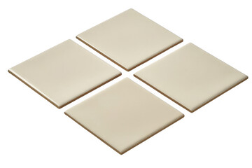 Four beige square tiles arranged in a diamond beige tiles isolated on a transparent background