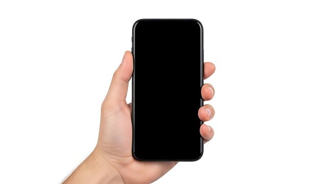 Hand holding black smartphone
