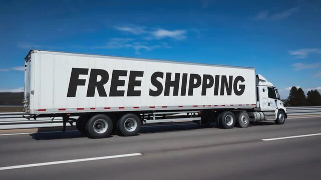 Truck with the message "free shipping".