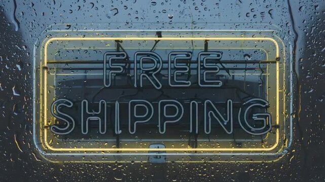 Neon sign saying "free shipping".