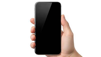 Hand holding black smartphone