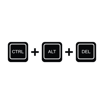 Black keyboard keys displaying ctrl alt and delete symbols