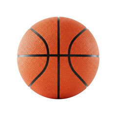 Orange basketball with black stripes on white background isolated on transparent background