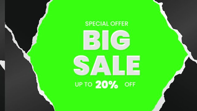 Turn Page Animation with Big Sale Offer Green Screen