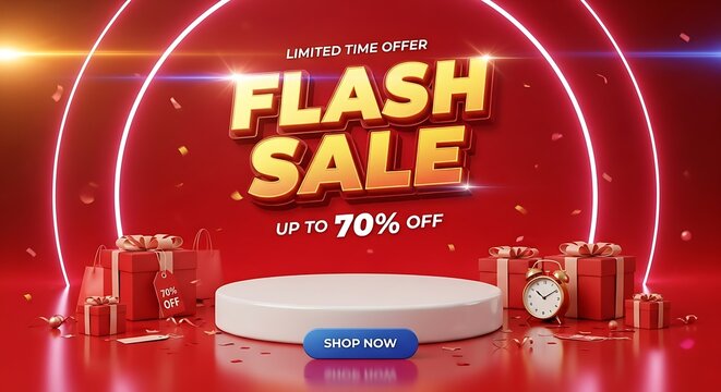 Flash Sale Up to 70% Off with Gift Boxes and Spotlight on Pedestal