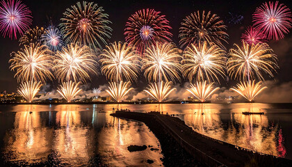 Fototapeta premium fireworks over the river