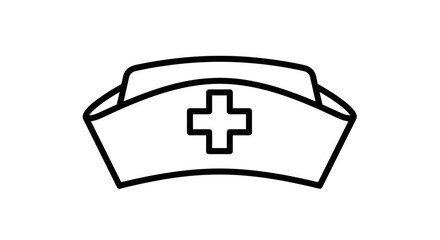 Minimalist Nurse Cap Outline with Medical Cross