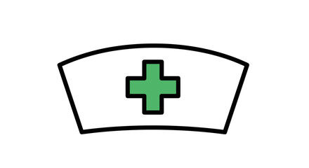 Nurse Hat Graphic with Green Medical Cross