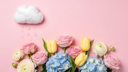 Delightful spring bouquet under a cloud