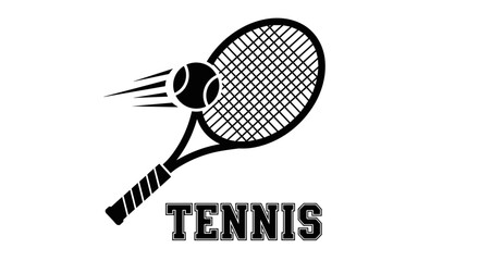 Tennis logo with racket ball and motion lines
