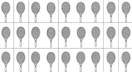 Grid pattern of multiple tennis racket icons