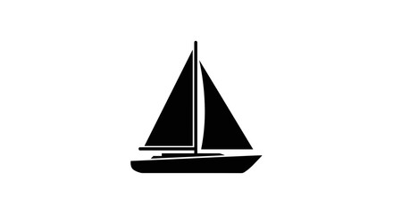 Simple sailboat silhouette on water icon