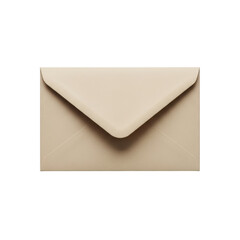 Beige envelope with flap closed isolated on transparent background