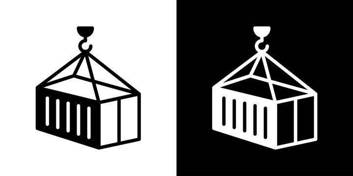 Container Icon Of Mixed Black And White Style
