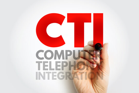 CTI COMPUTER TELEPHONY INTEGRATION text concept with a hand holding a marker. Technology abbreviation illustration showing link between computers and phone systems in business software