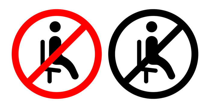 No sitting signs collection Silhouette flat icon design element.