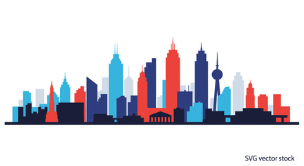 Obraz premium Modern City Skyline Silhouette - Urban Landscape Vector
