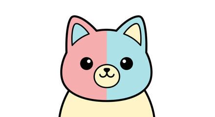 Naklejka premium Cute Bicolor Cat Face Illustration