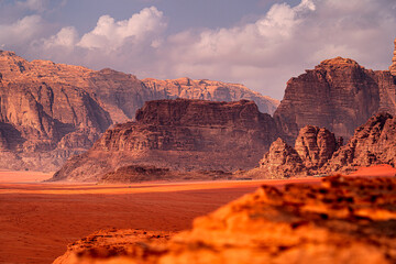 Close-up of desert mountains on hot day. Incredible natural landscape Middle Eastern, Jordan. © Tomasz