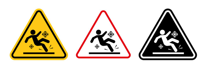 Obraz premium Slippery ice signs collection Silhouette flat icon design element.